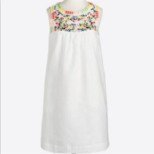 J Crew Factory Embroidered Floral Cotton Linen Blend Dress